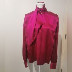 Vintage Virani 100% silk neck tie blouse  long sleeve blouse